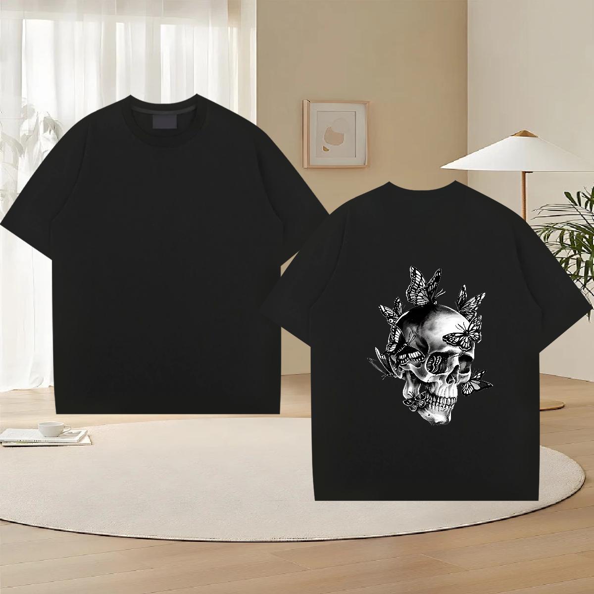 Customized T Shirts Men butterfly Tees 230g 100% Cotton Home Outdoor Wholesale Oversized Short Sleeve O-Neck Men Tshirts