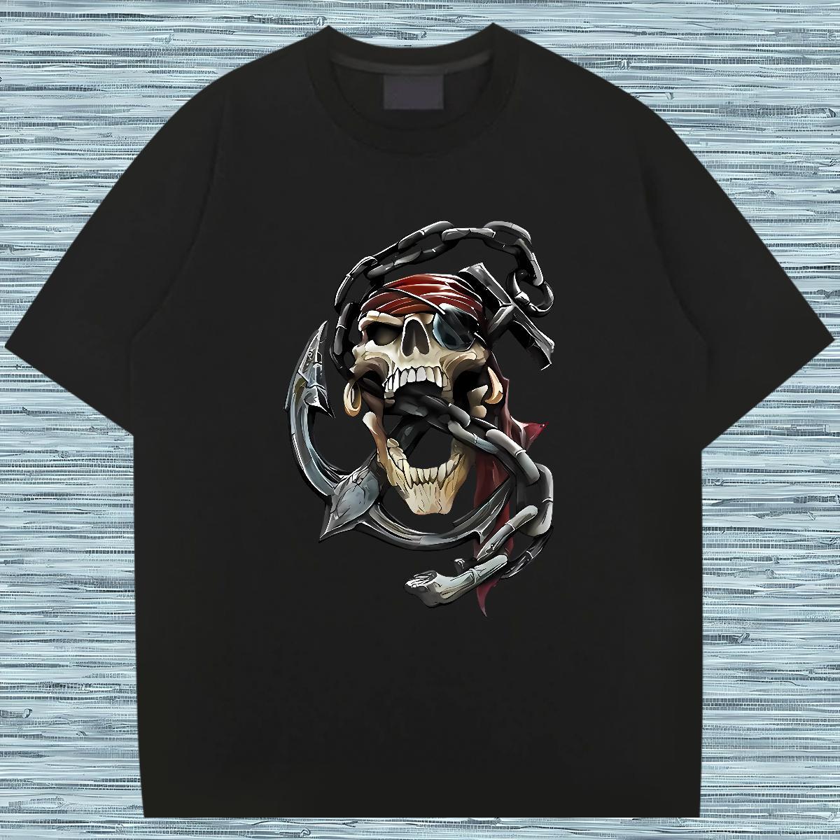 2024 New T-Shirts for Men skull Tees Shirts 230g Cotton Street wear Hip Hop Loose Fit Customized Round Neck Short Sleeve Tshirt for Man Woman