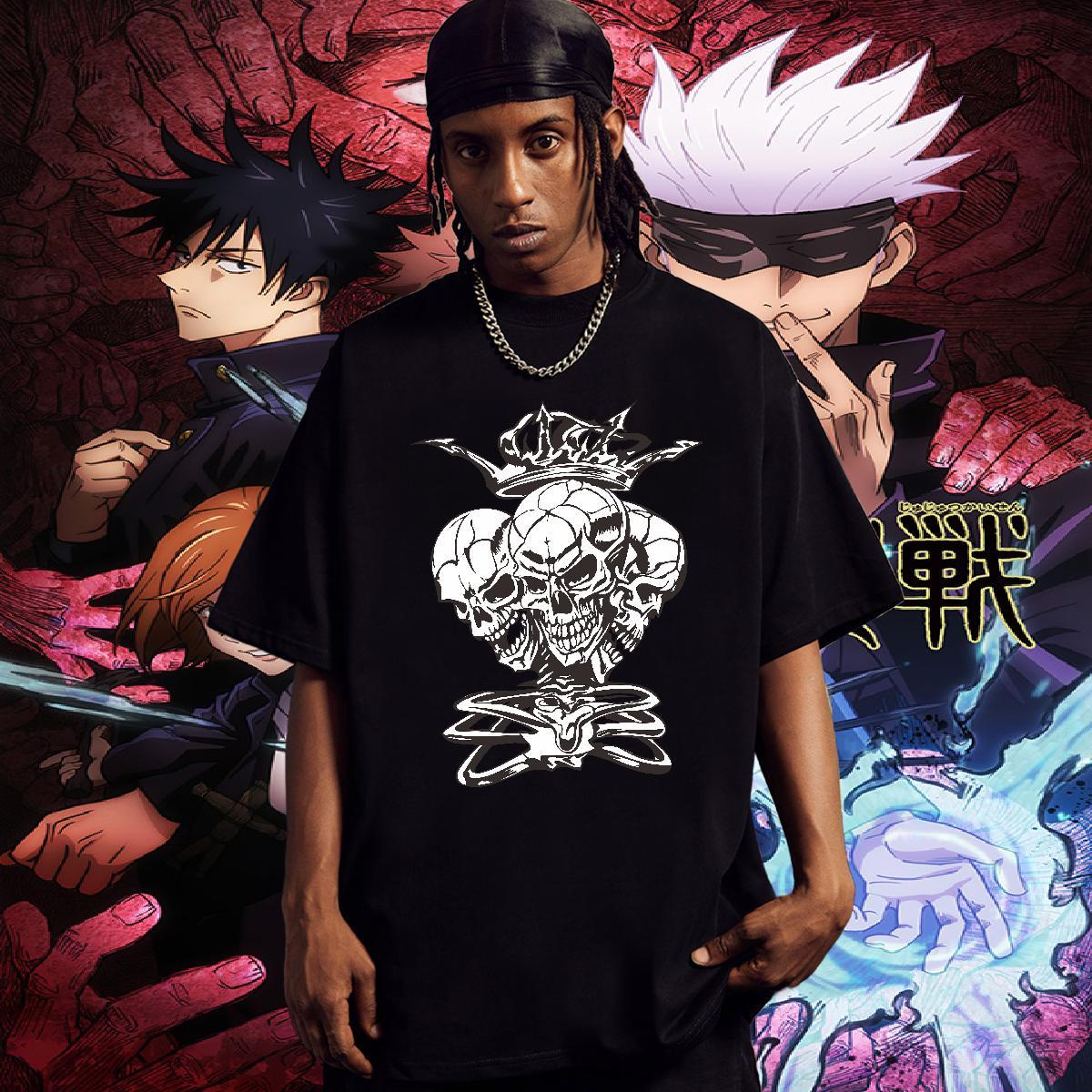 DIY Men T Shirts skull Clothings 230g Cotton Hip Hop Street Brand DIY Printed O-Neck Short Sleeve Couples T Shirts