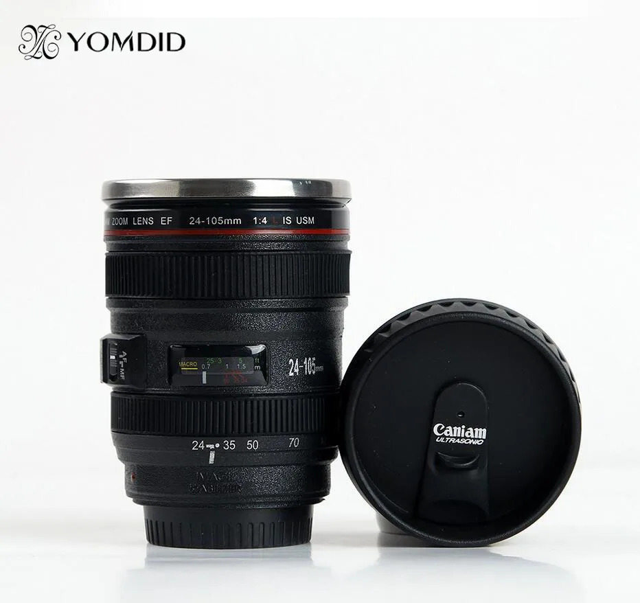 Stainless steel camera coffee lens cup white black unique gift Tazas 240806