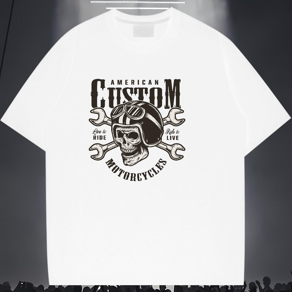 Classic Casual T shirt skull Top Tees 230g 100% Cotton Anime Printing Street Free Shipping Cartoon Printing L-4XL O-Neck Short Sleeve Men Clothes T-Sh