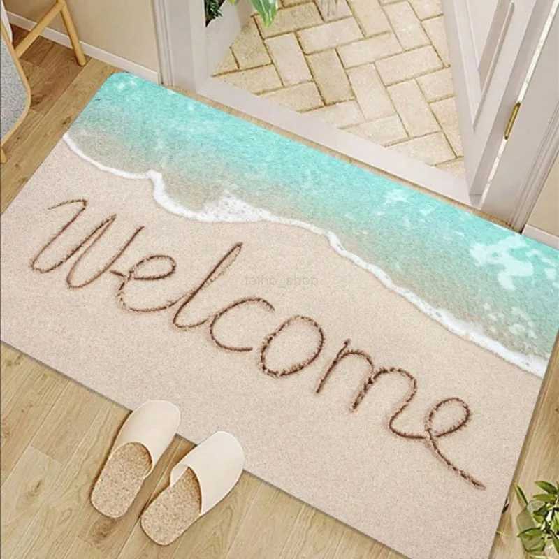 Coastal Beach Shell Print Bath Super Absorbent Shower Door Mats Non Slip Kitchen Entrance Rugs Diatom Mud Carpet for Home DecorXJ240807