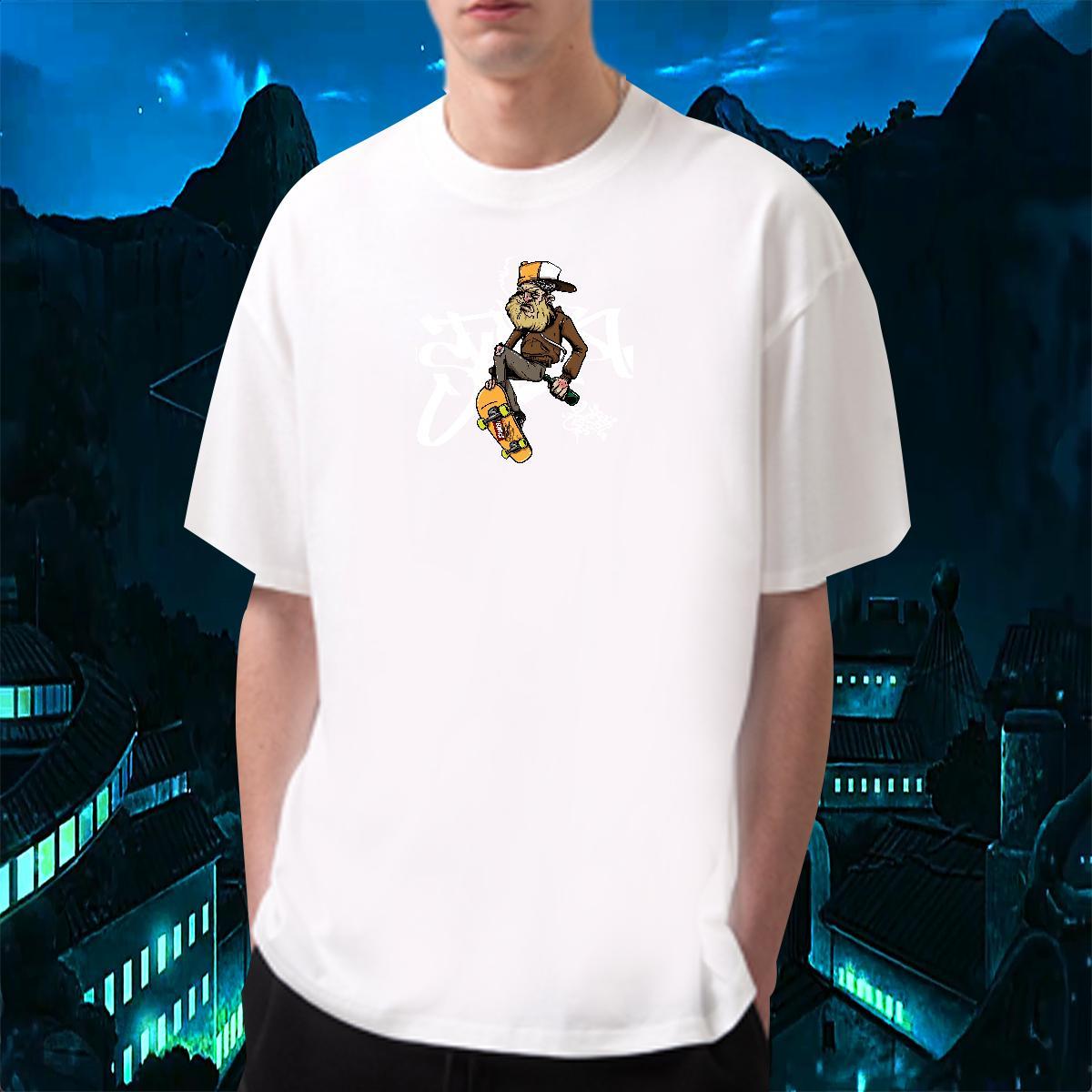 Brand Man T Shirts person Wear 100% Cotton 230g Daily Wear Loose Cartoon Printing L-4XL Pure Cotton Men Clothes T-Shirt