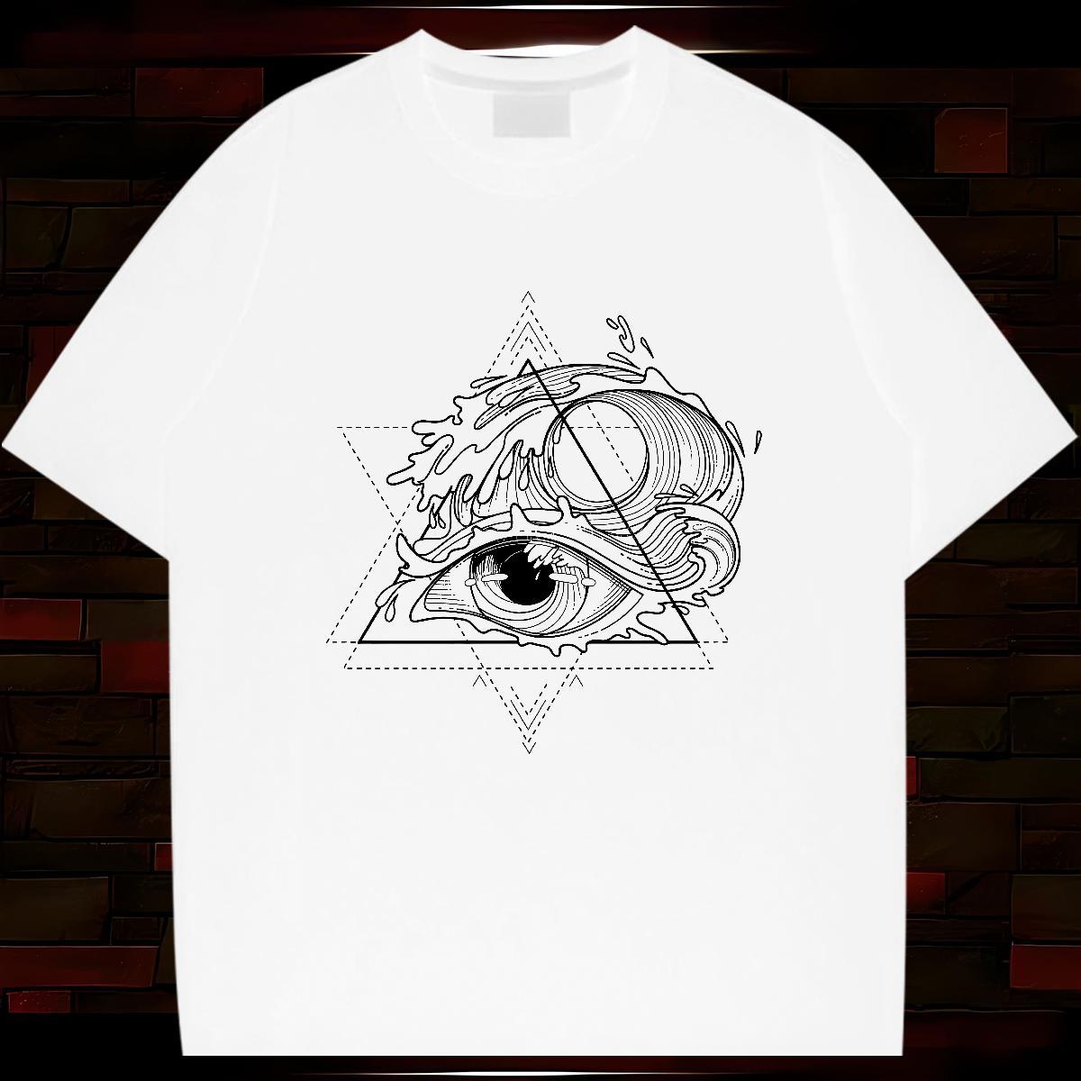 Fashion New Men T Shirts eye of the devil Wear 230g Cotton Spring Summer Loose Fit Custom Big Size Breathable Crew Neck Men Tshirts