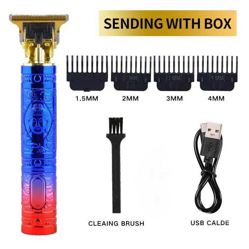 Mens professional hair clipper T-blade zero gap cordless rechargeable beard trimmer W240806 C260312