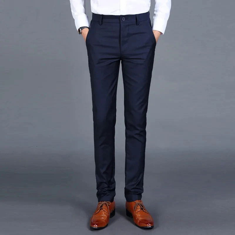 M6XL Mens Casual Suit Pants Lumbar Stretching Highquality Pure Color Formal Business Office Male Trousers Superior Quality 240806