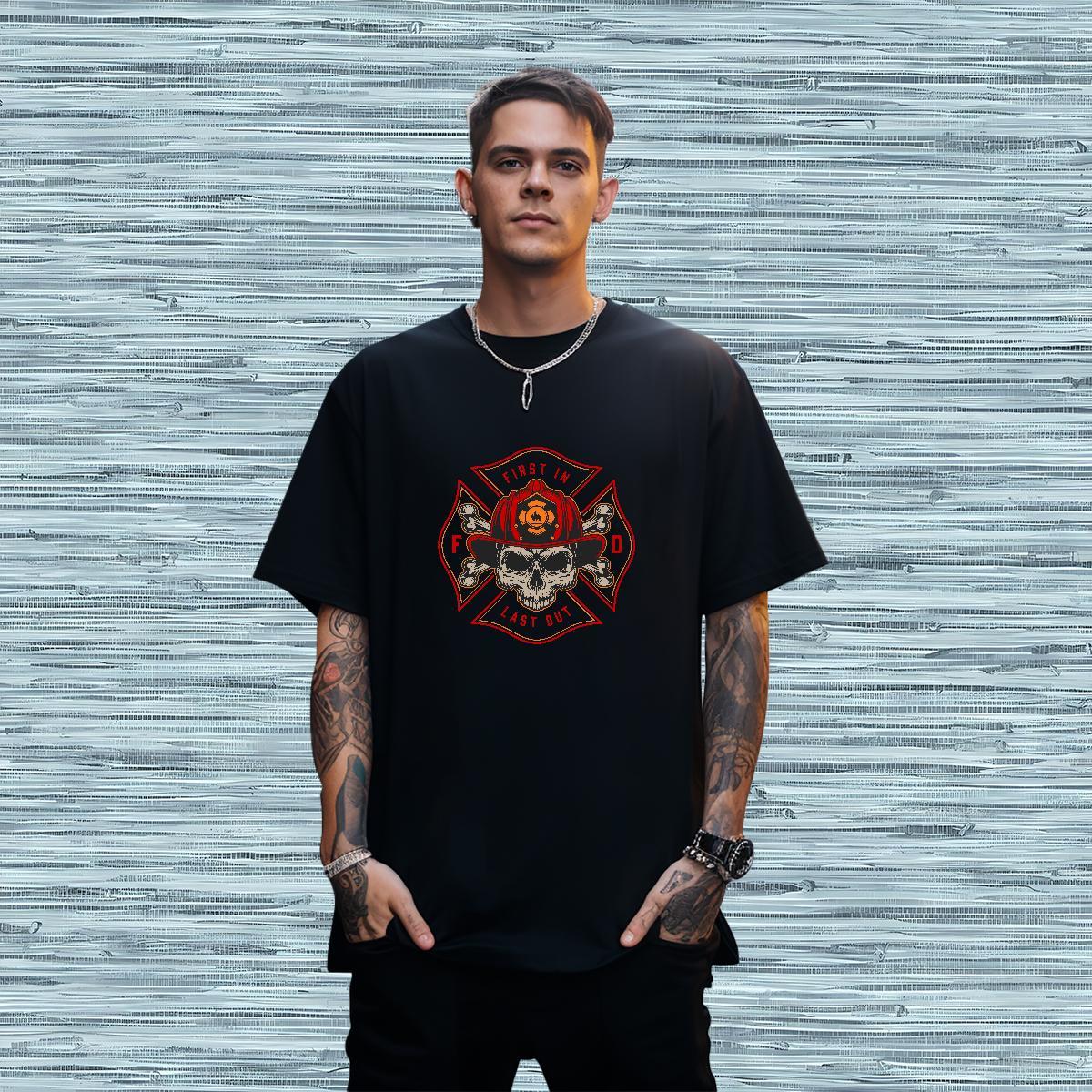Wholesale T Shirt For Man skull Tees 100% Cotton 230g Street Wear Designer DIY Logo Oversized Breathable Short Sleeve Men Clothes T-Shirt