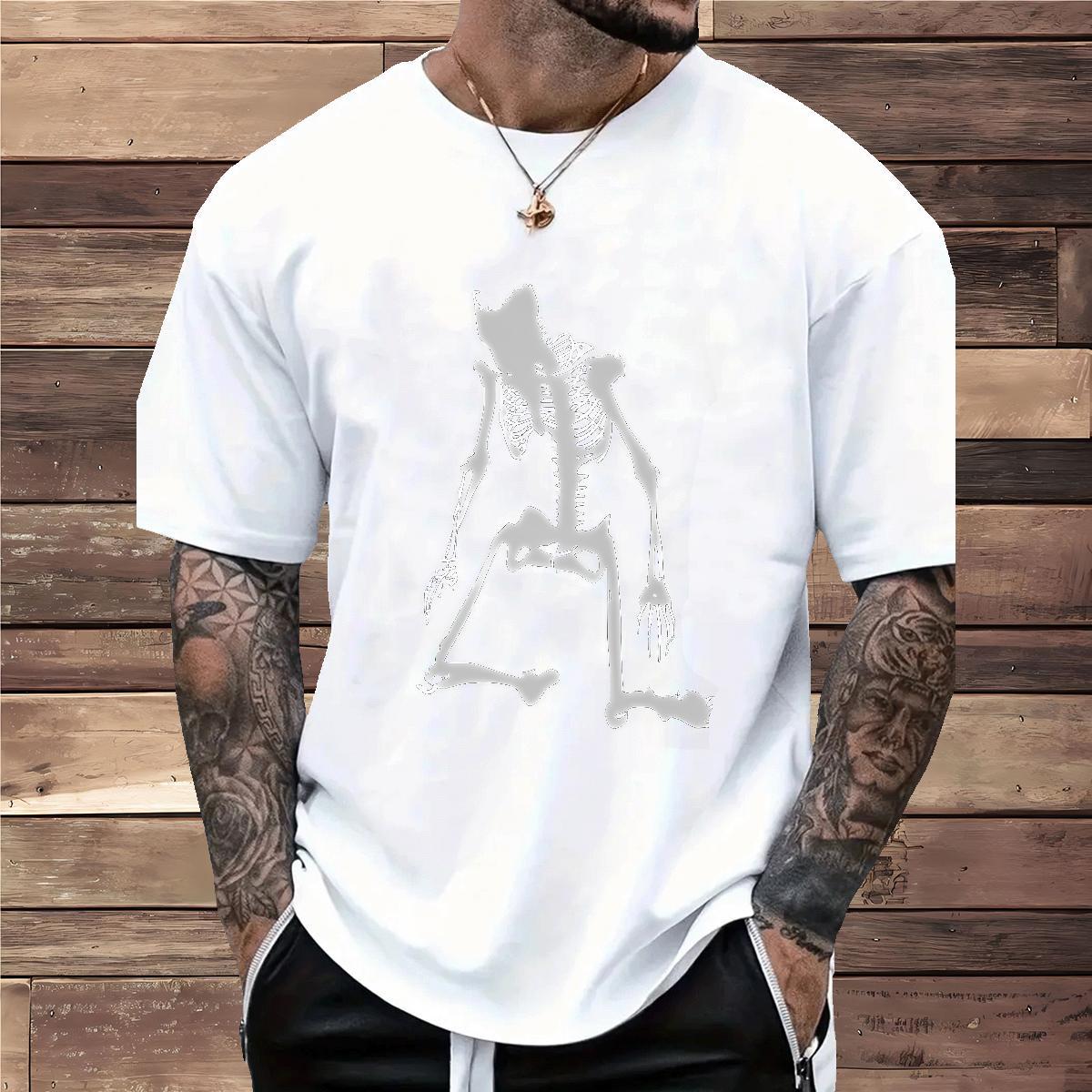 New Mens T Shirts skull Tee Shirt 230g 100% Cotton Outdoor Comfortable Custom Print Plus Size Breathable Short Sleeve Men Tshirts