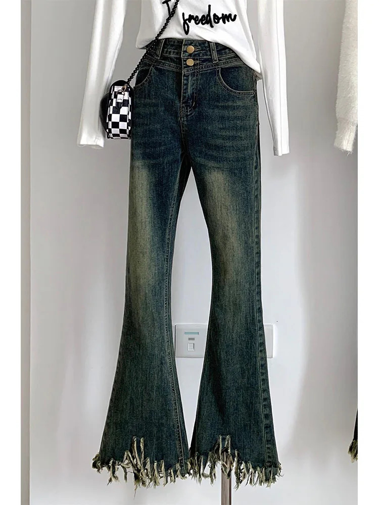 Woman Jeans Denim Pants Trousers Cargo Pants Bell Bottoms Loose Slim Low Waist Tie-dyed Wash Streetwear Korean Fashion Y2k 240807