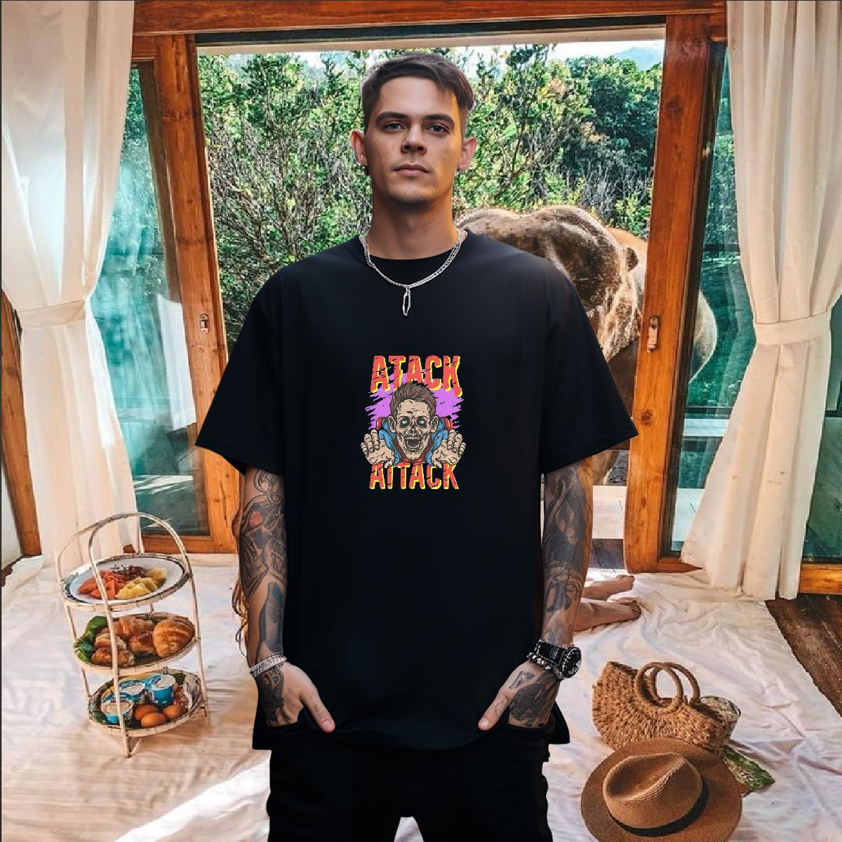 Fashion T shirt skull Polos 230g Pure Cotton Hip Hop Classic Custom Anime Breathable Men Tops Tees