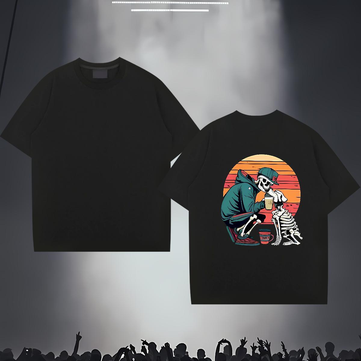 2024 New T-Shirts skull Polos 230g Cotton Hip Hop Street TOP Quality Skull Breathable Crew Neck Tshirts
