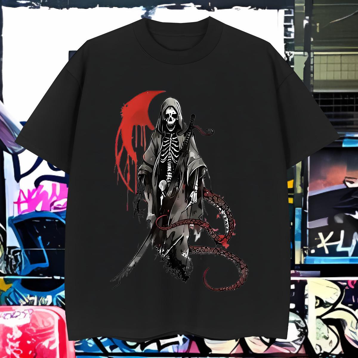 Casual New Men T Shirts skull Clothings 230g Cotton Casual Beach Cool Design Customized Print O Neck Short Sleeves Mens Tshirts