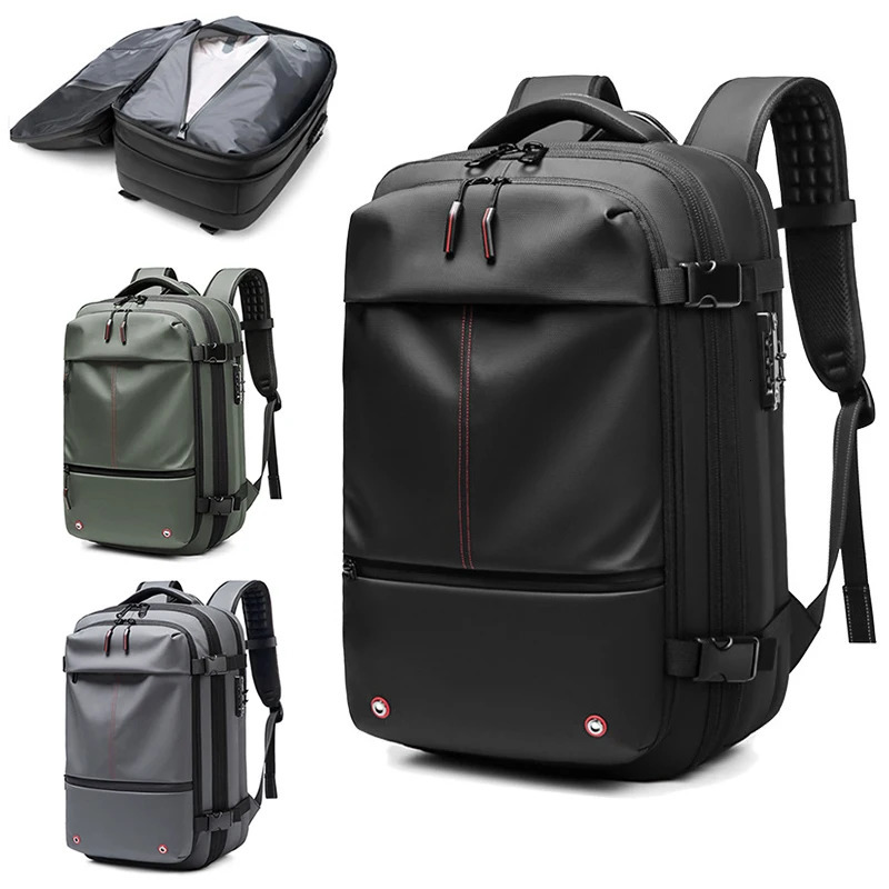 Vacuum compression travel mens backpack 17 inch business laptop pump large capacity school expansion hiking 240807