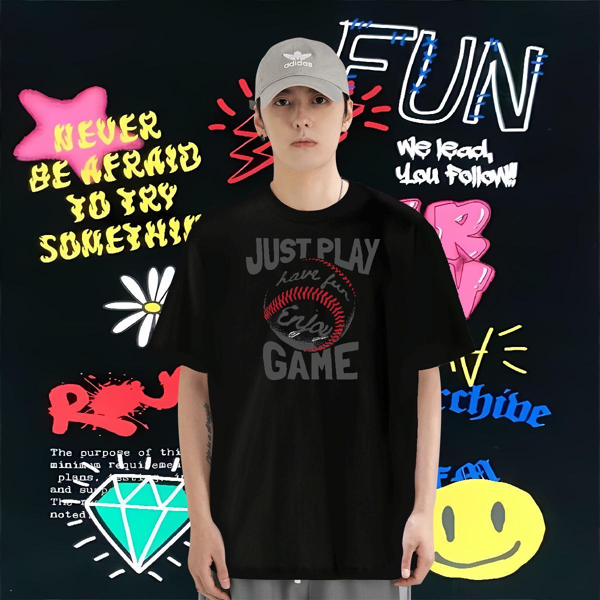Classic Casual T-Shirts letter Tees 230g Pure Cotton Outdoor Loose Custom Anime Crew Neck Men Tees