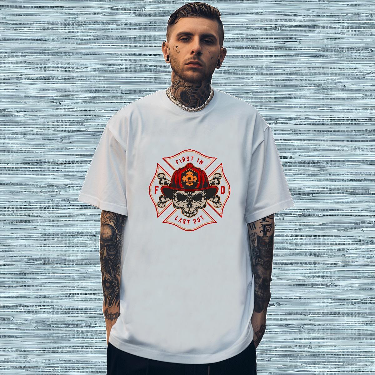 Wholesale T Shirt For Man skull Tees 100% Cotton 230g Street Wear Designer DIY Logo Oversized Breathable Short Sleeve Men Clothes T-Shirt