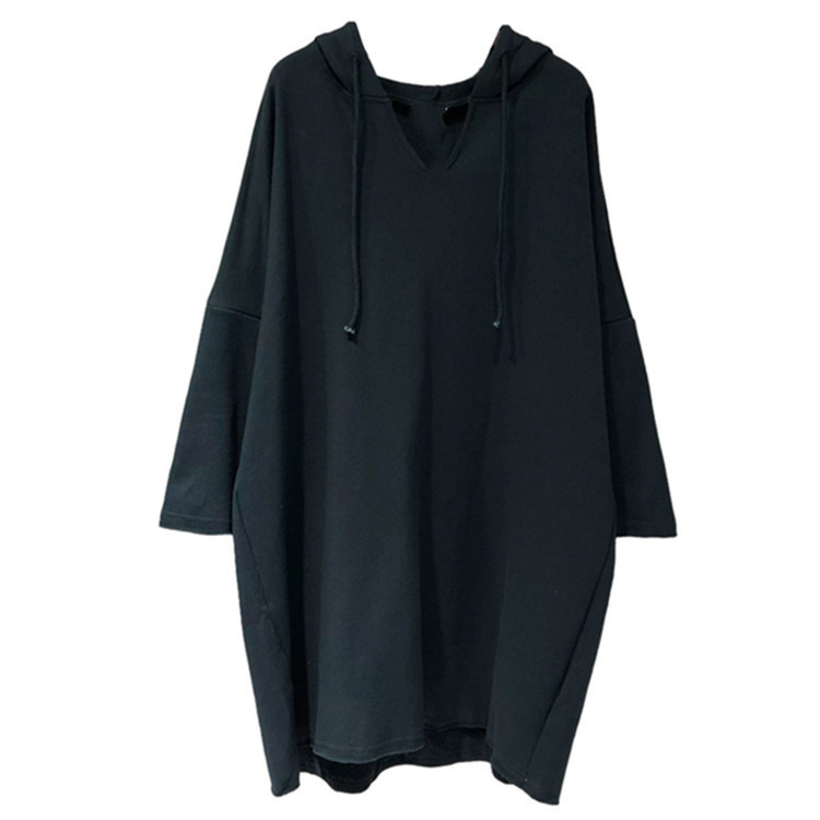 Hooded long sleeved hoodie spring new loose and thin lazy style bf Korean version student mid length top