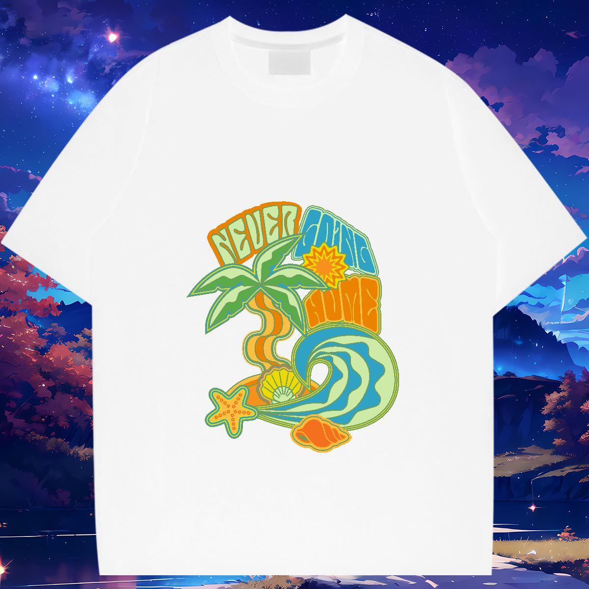 2024 New Men T Shirts beach Top Tees 100% Cotton 230g Hip Hop Street Cool Anime Print O Neck Short Sleeves Men Tshirts
