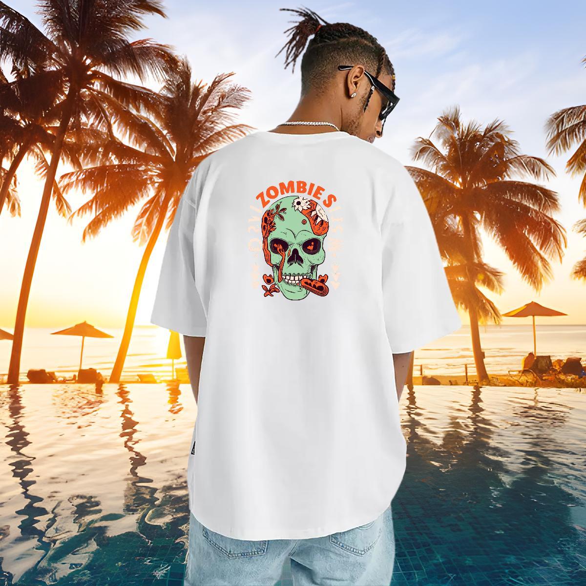 Stylist T shirt skull Tops 230g 100% Cotton Daily Wear Loose Custom Cartoon O-Neck Short Sleeve Couples T Shirts