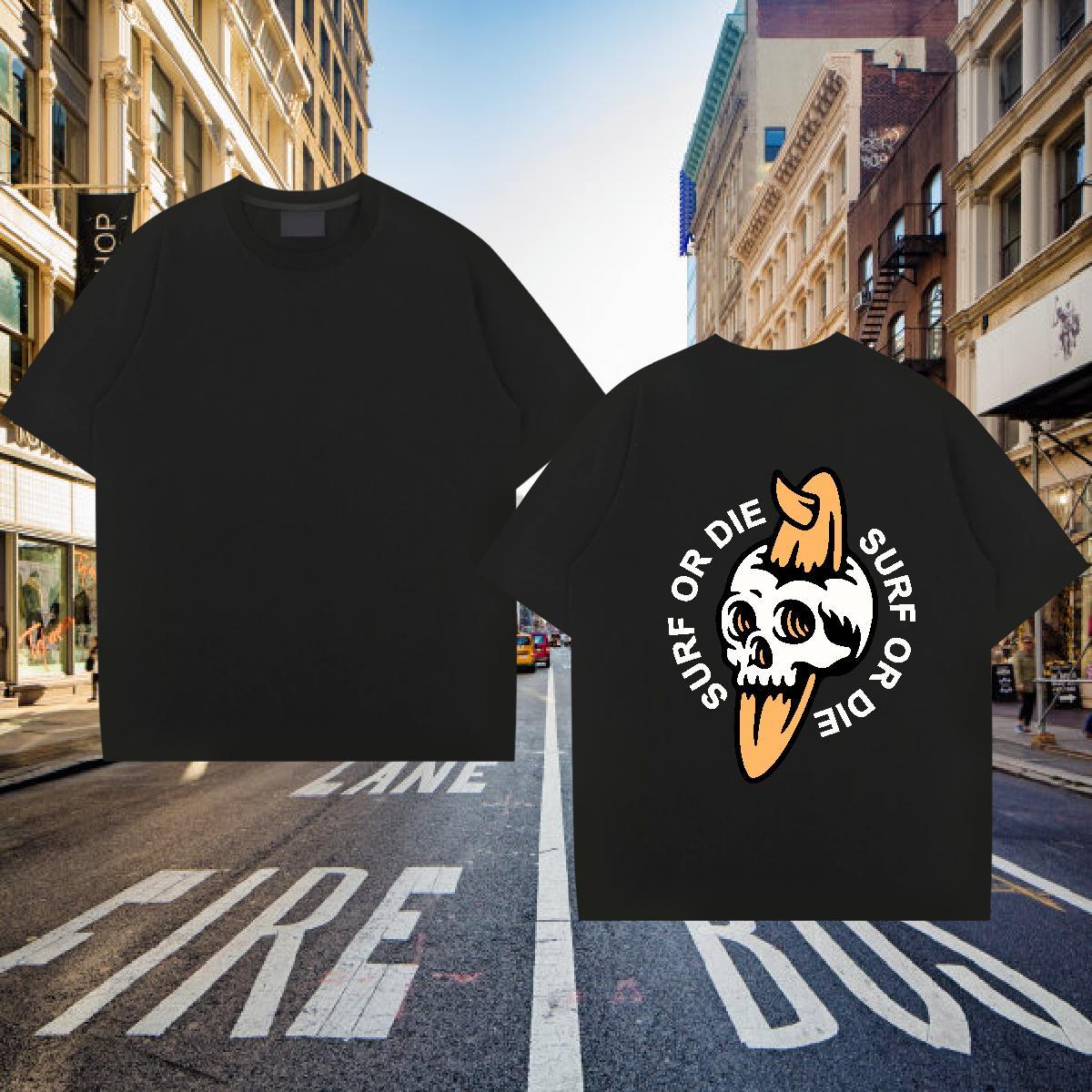 Free Shipping Men T Shirts skull Tshirts 100% Cotton 230g Street wear Hip Hop High Quality Graphic Round Neck Short Sleeve Tshirt for Man Woman