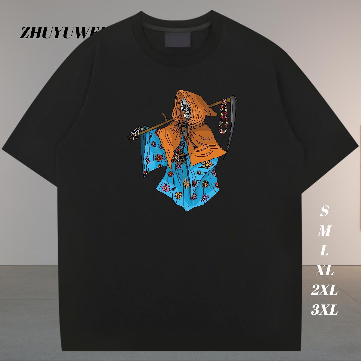 Designer Fashion T shirt skull Clothings 230g 100% Cotton Sports Casual Free Shipping Anime Breathable Short Sleeve Men Tops Tees