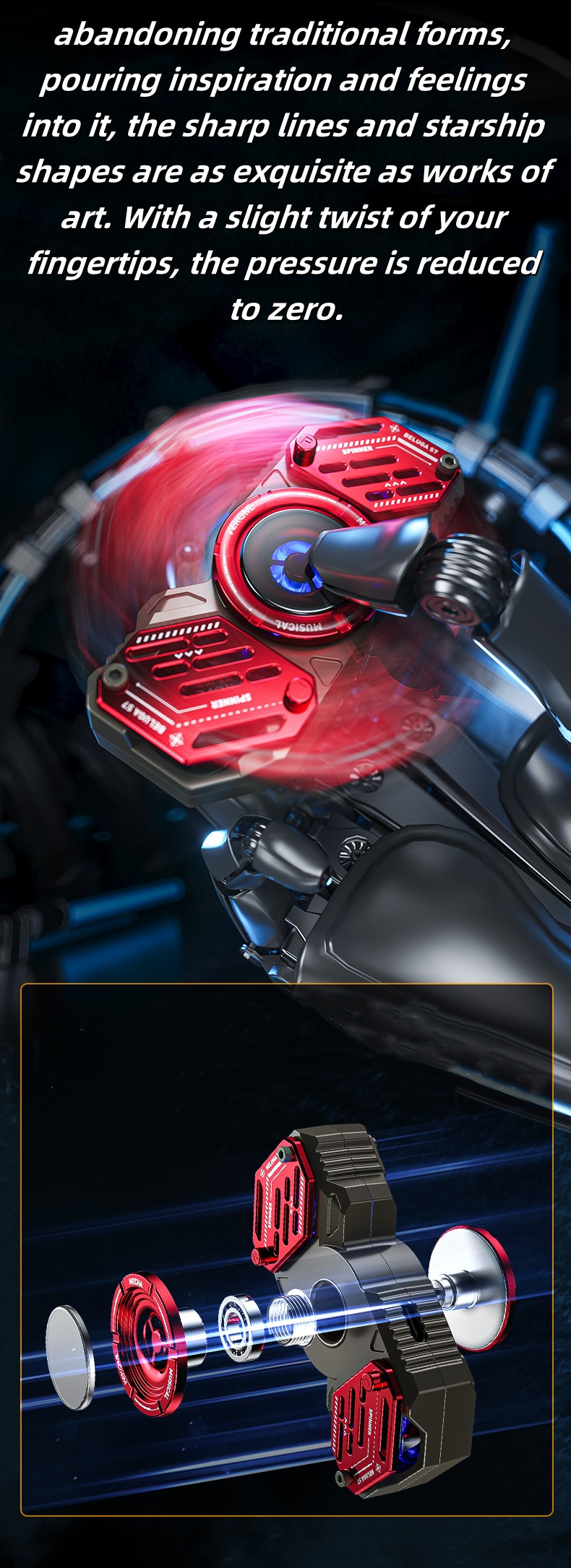 True Wireless Bluetooth Headset 5.3 Noise Reduction E-Sports Gaming Fingertip Gyro Sports Headset Extra Long Battery Life Beluga S7