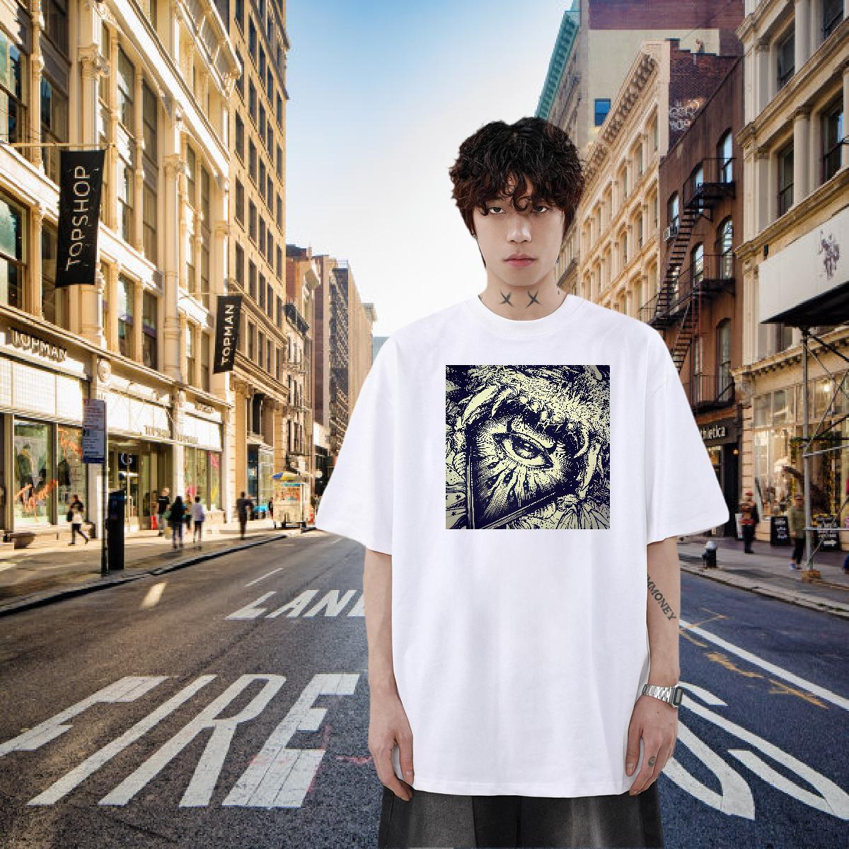 Stylist Mens T Shirts eye of the devil Clothes 230g Cotton Street Casual Cool Design Oversized Breathable Crew Neck Men Clothes T-Shirt
