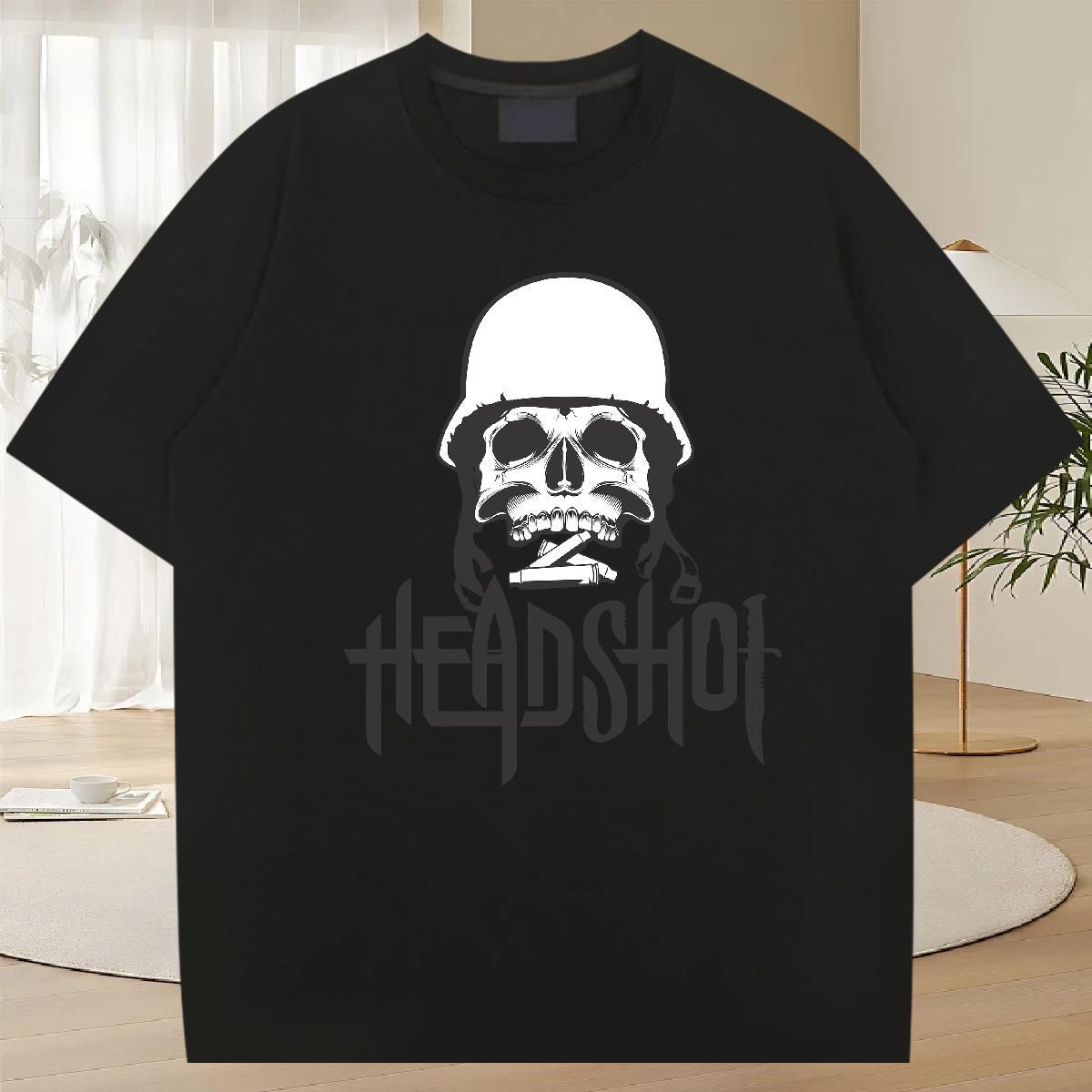 Casual New T-Shirts skull Polos 230g Pure Cotton Casual Daily Wear Cool Oversized 3XL 4XL Breathable Short Sleeve Men Tshirts