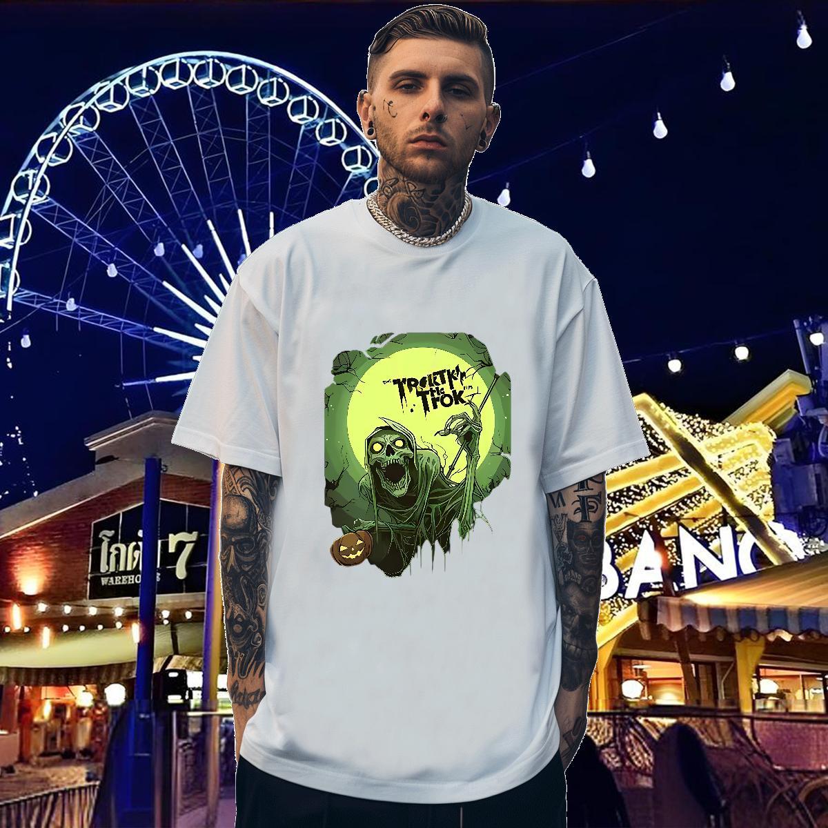 New Mens T Shirts halloween Wear 230g Pure Cotton Daily Outfit Cool Design Oversized 4XL O Neck Short Sleeves Men Tops Tees