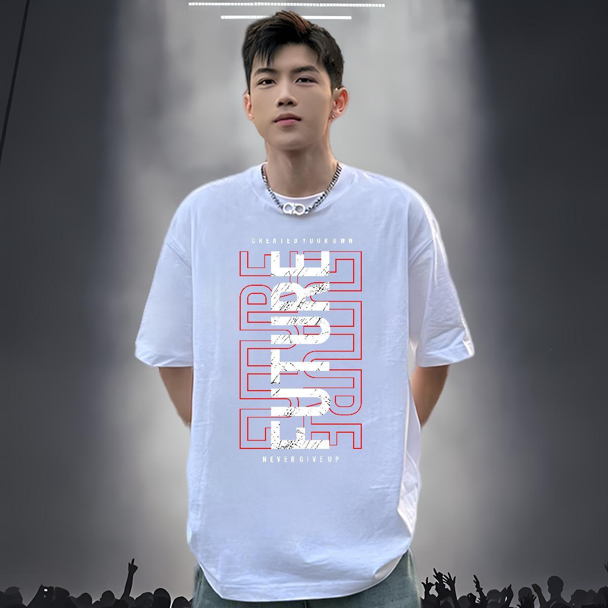 Free Shipping T-Shirts letter Tops 230g Cotton Spring Summer Comfortable Black Oversized Round Neck Short Sleeve Men Tshirts