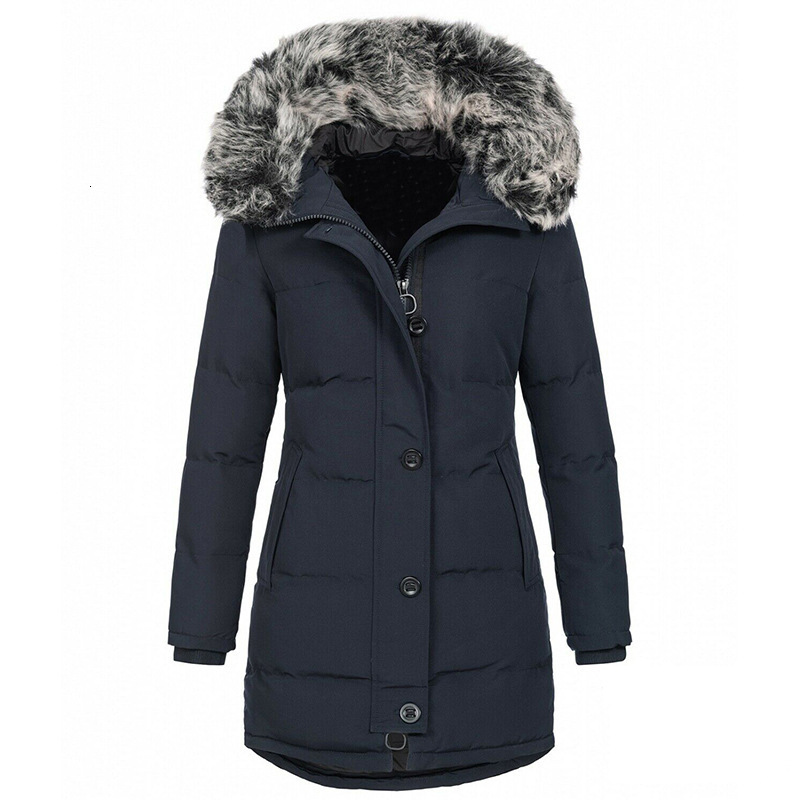 2022 Winter Women's Hooded Sleeve Warm Zipper Cotton Clothes Overcoming the Long Coat Style H87#128