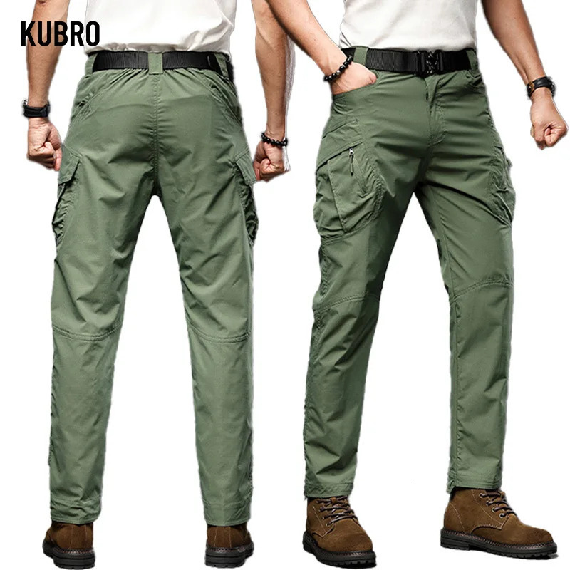KUBRO American Outdoor Camping Tactical Trousers Autumn Fashion Mens Clothing Casual Versatile Multi Pocket Straight Cargo Pants 240806
