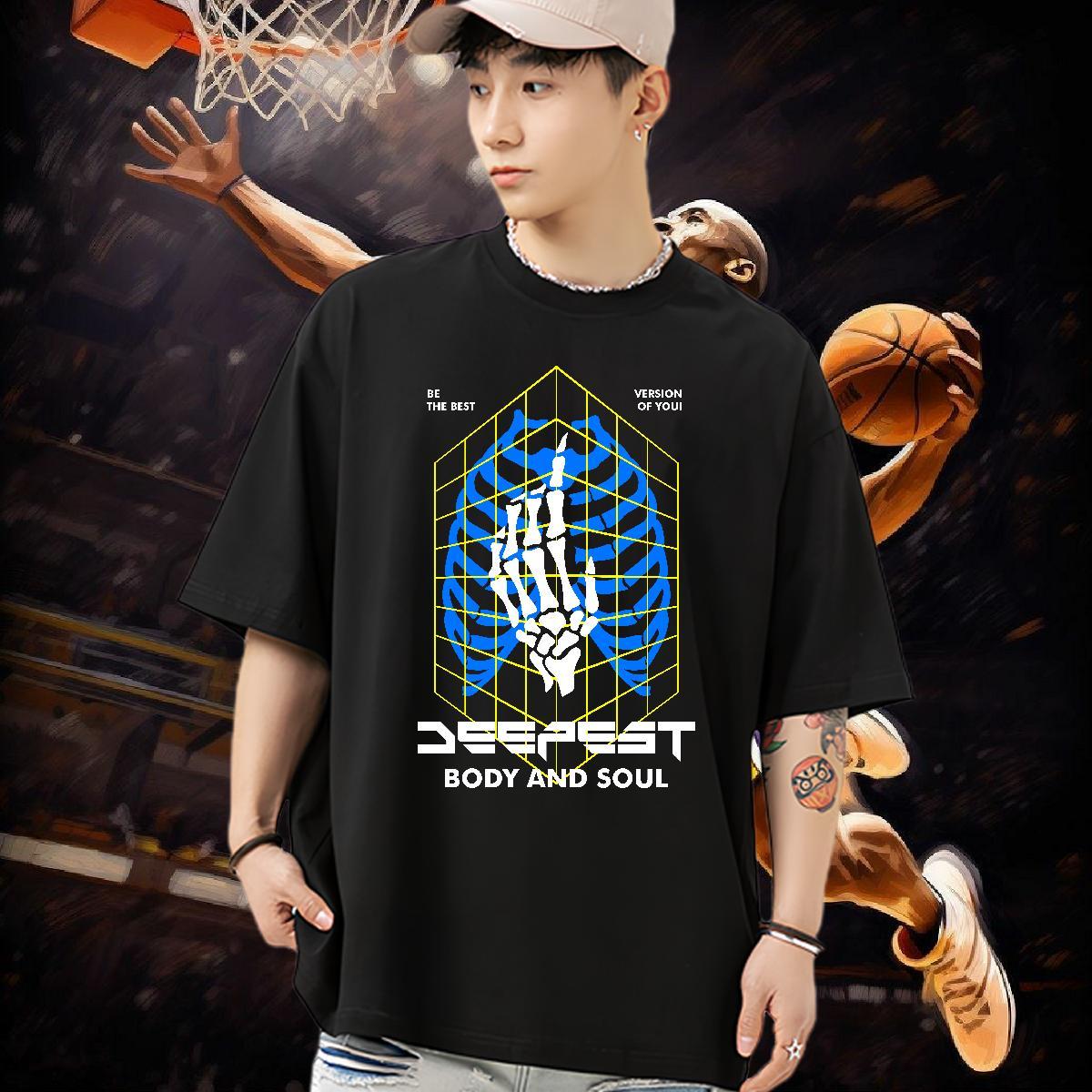 2024 Designer T-Shirts skull Tops 230g Cotton Hip Hop TOP Quality Custom Cartoon Breathable Crew Neck Tshirt for Man Woman