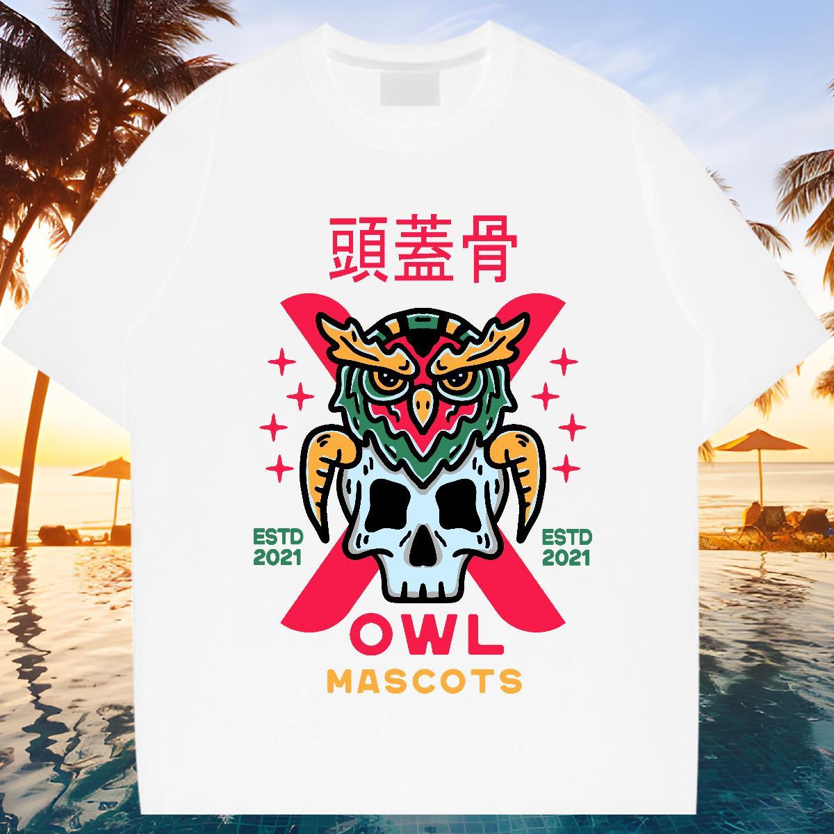 Fashion Design T Shirts Men skull Tops Tees 230g Cotton Street Wear Cool Plus Size Cartoon Breathable Crew Neck Men Clothes T-Shirt