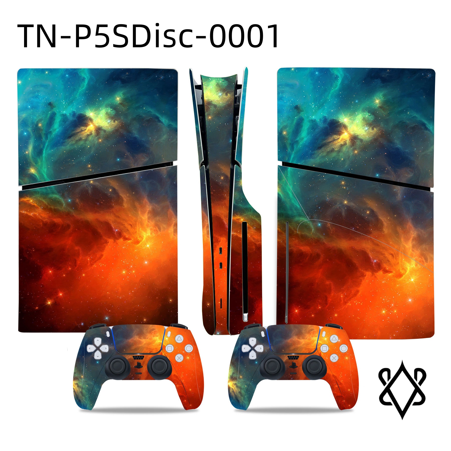 Anti-Scratch Colorful Dazzling Skin Sticker For PS5 Slim Disc Controller Console PlayStation 5 Console Two DualSense Wireless Controllers (Slim)