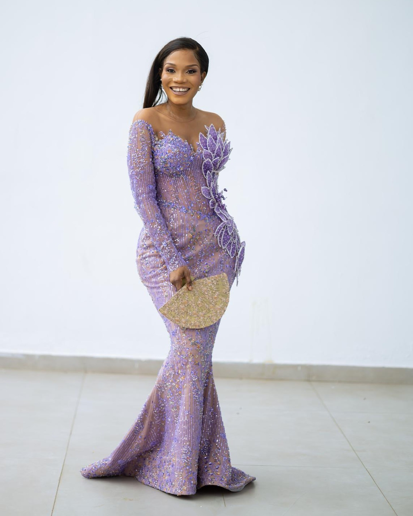 2024 Plus Size Lavender Illusion Mermaid Prom Dress Lacefull Promdress Beaded Evening Formal Party Second Reception Birthday Engagement Gowns Dresses 