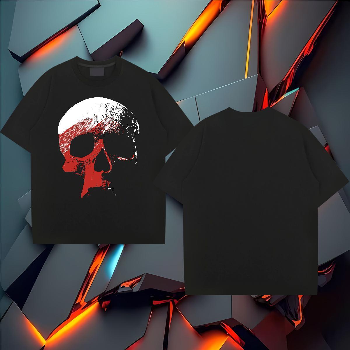 Fashion New T Shirt For Man skull Top Tees 230g Pure Cotton Casual Beach Free Shipping Customized Crew Neck Breathable Men Clothes T-Shirt