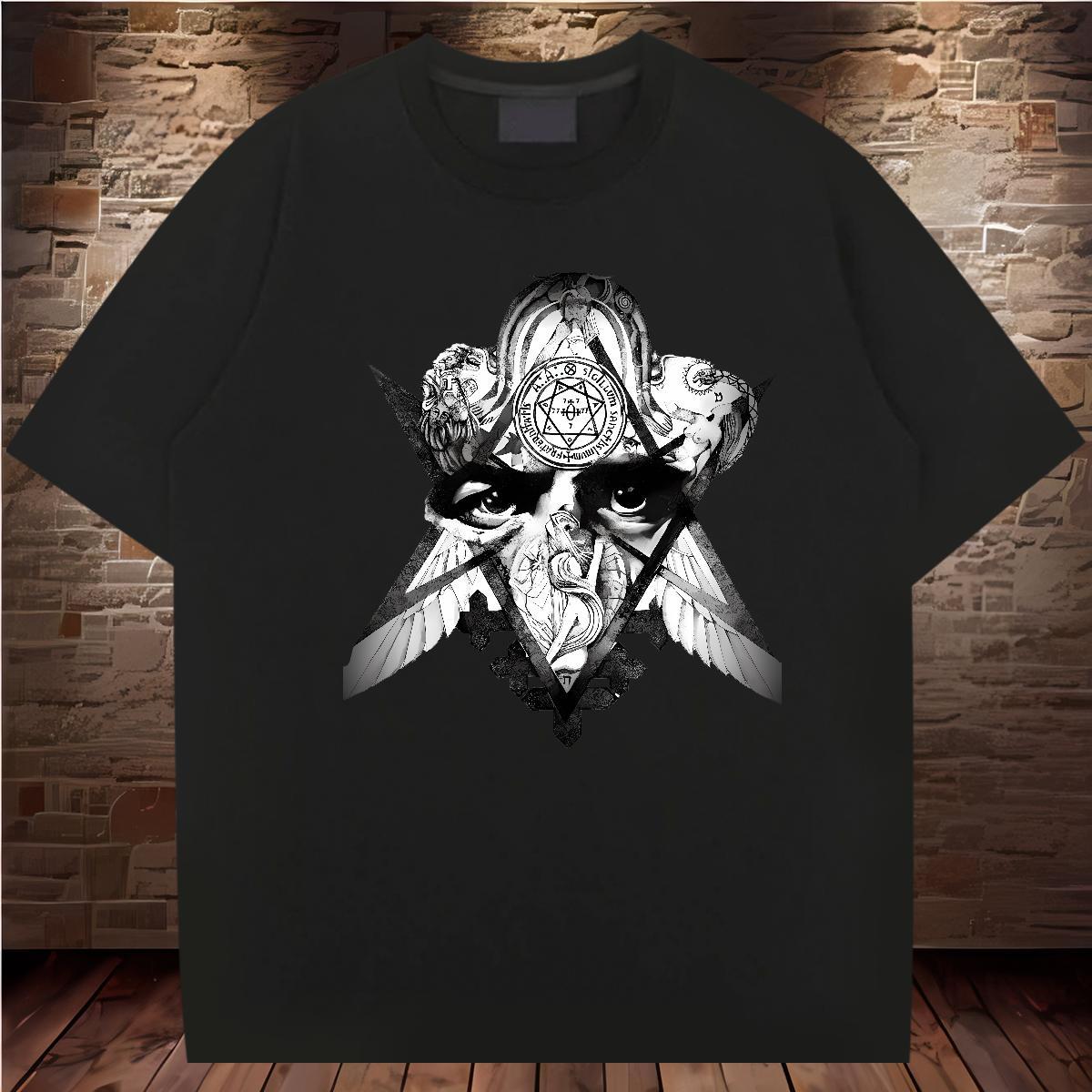 Fashion Designer T-Shirts for Men eye of the devil Tshirts 230g Pure Cotton Casual Daily Wear Cool Design Oversized 3XL 4XL Short Sleeve O-Neck Men To