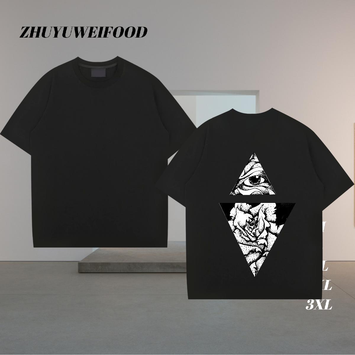 Wholesale Mens T Shirts eye of the devil Tops Tees 100% Cotton 230g Casual Beach Cool Design Black White Breathable Short Sleeve Tshirts