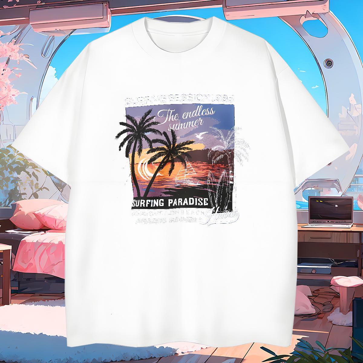 Fashion Man T Shirts tree Tshirts 230g 100% Cotton Daily Wear Soft Plus Size Cartoon Breathable Short Sleeve Men Tops Tees