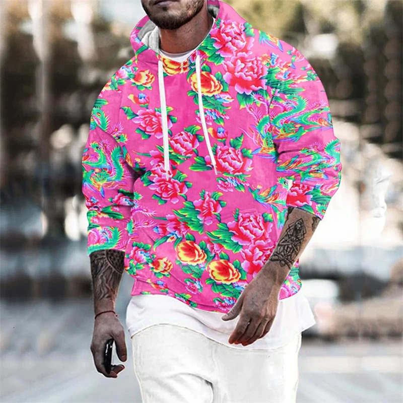 Dongbei Flower Graphic Sweatshirts Fashion ity Outfit Pullovers For Men Clothes Novel Bohemia Hoodies Y2k Women Tops 240806