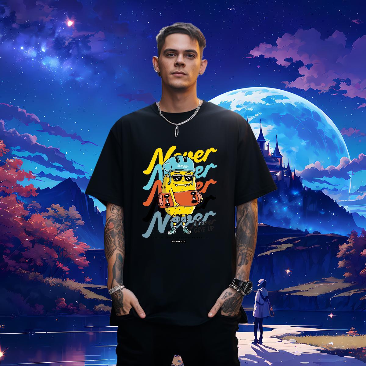 New Mens T Shirts ET Tops Shirt 230g 100% Cotton Daily Wear Loose Customized Print O-Neck Short Sleeve Mens Tshirts