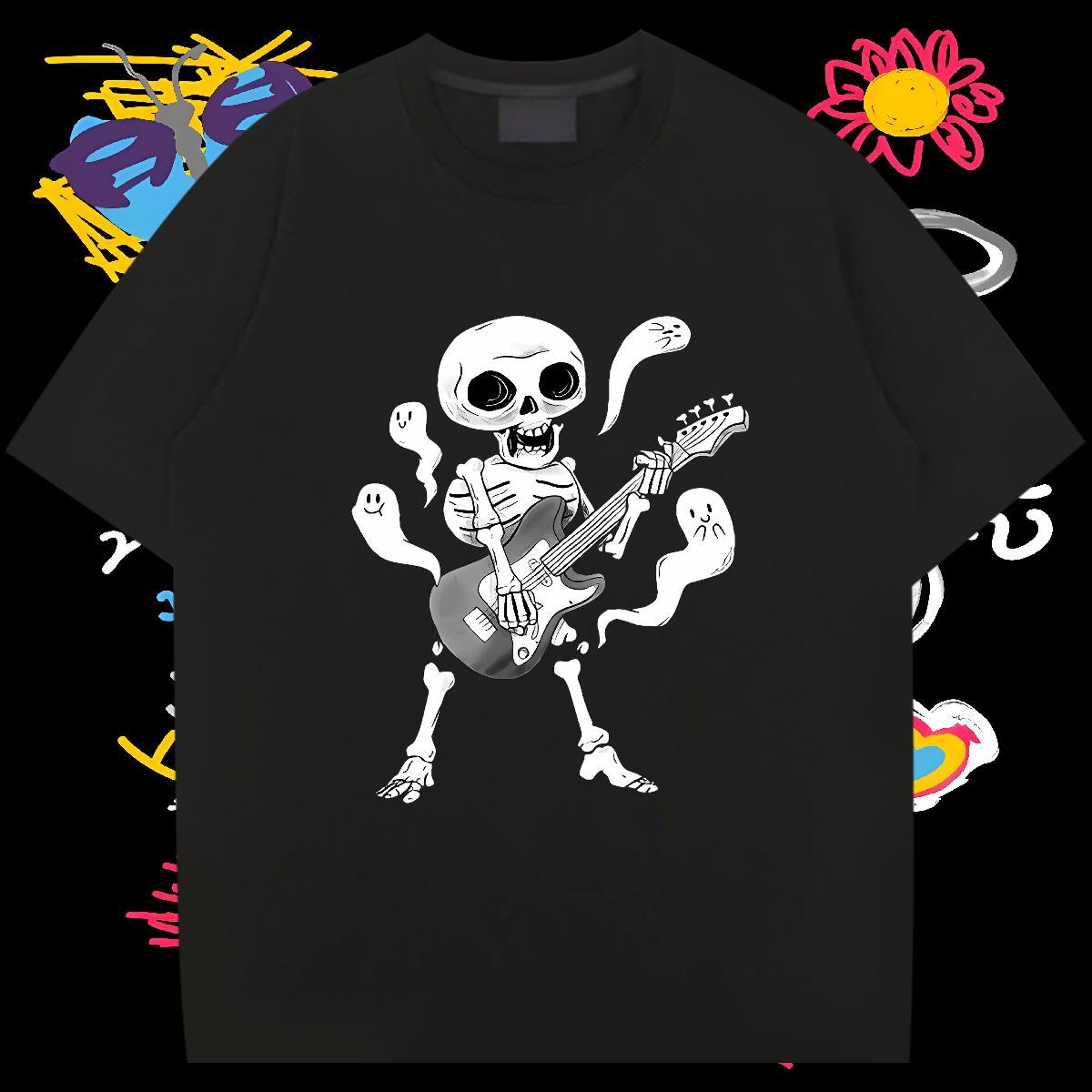 Designer Fashion T-Shirts for Men skull Clothings 230g Pure Cotton Casual Daily Wear Cool Design Customized Print Breathable Short Sleeve Men Clothes 