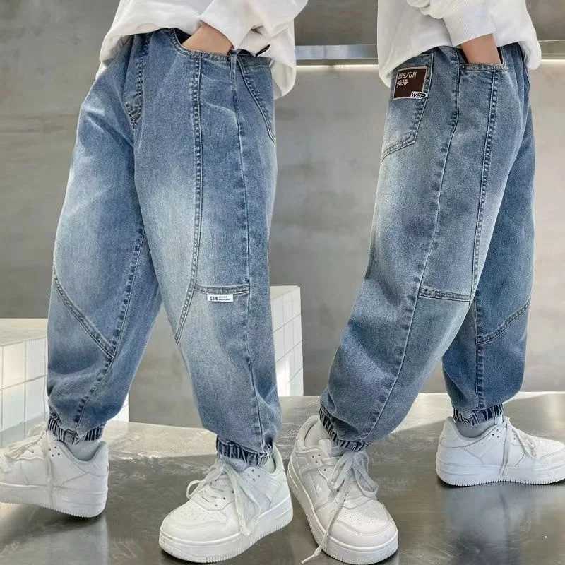 Jeans Boys Jean Pants Long Trousers Cotton 2024 Newest Spring Autumn Babys Kids Pants Teenagers Outwear High Quality Childrens Cloth