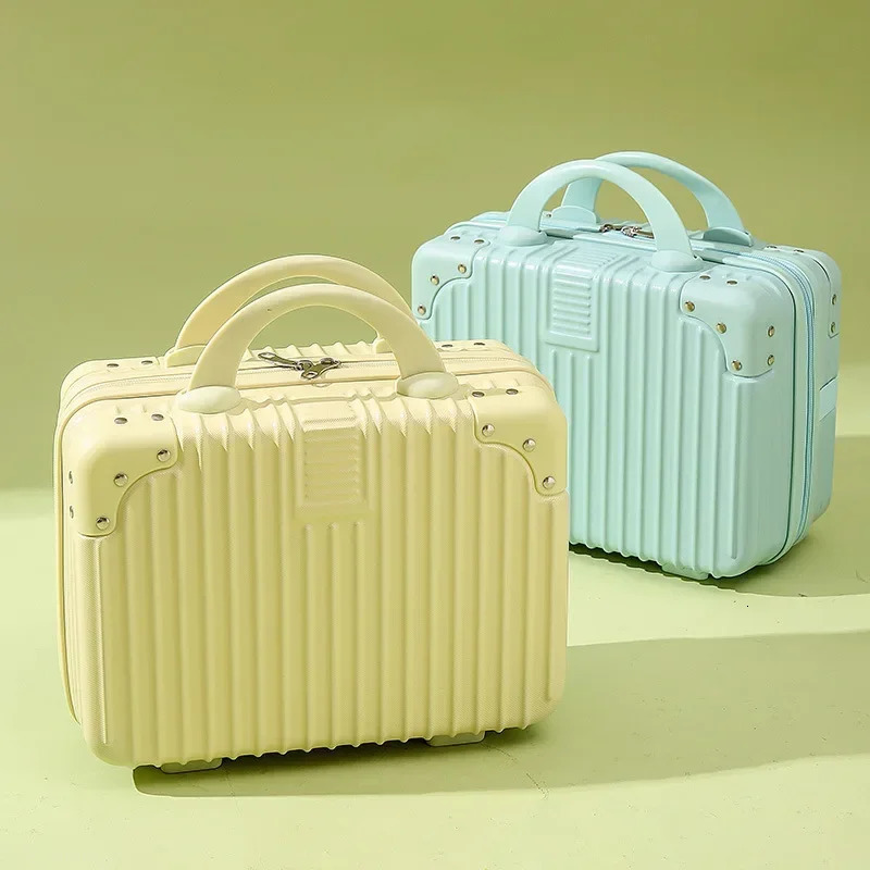 Retro Cosmetic Case 14-Inch Mini Portable Box Small Luggage Hand Gift Storage Cosmetic Bag Small Password Box 240807