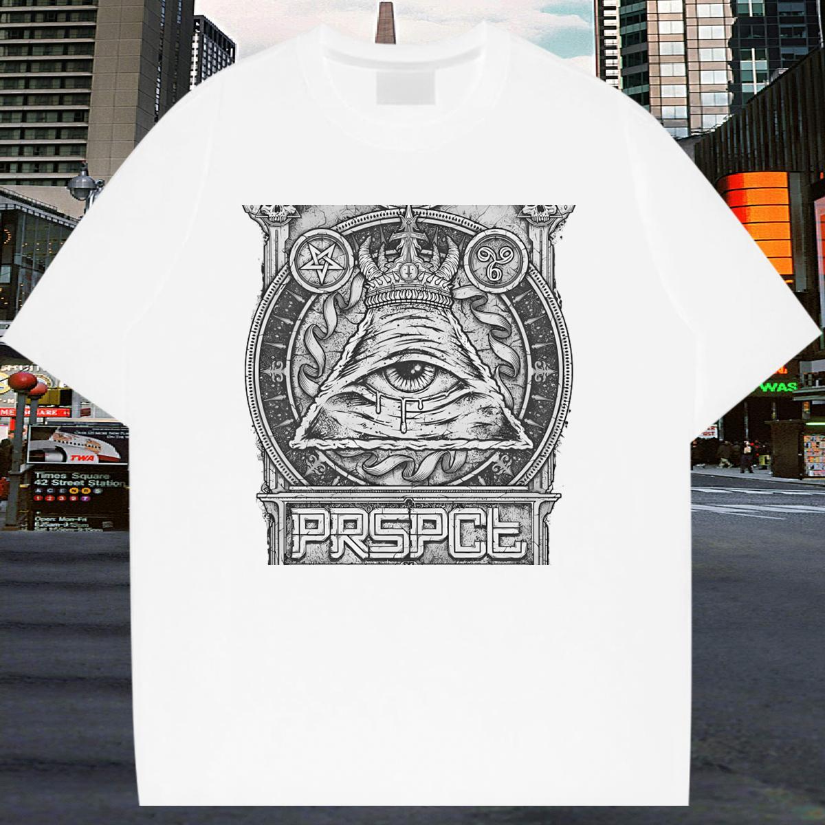 Designer Fashion T-Shirts eye of the devil Tees 230g Cotton Beach Unisex Cartoon Print Breathable Crew Neck Tshirt for Man Woman