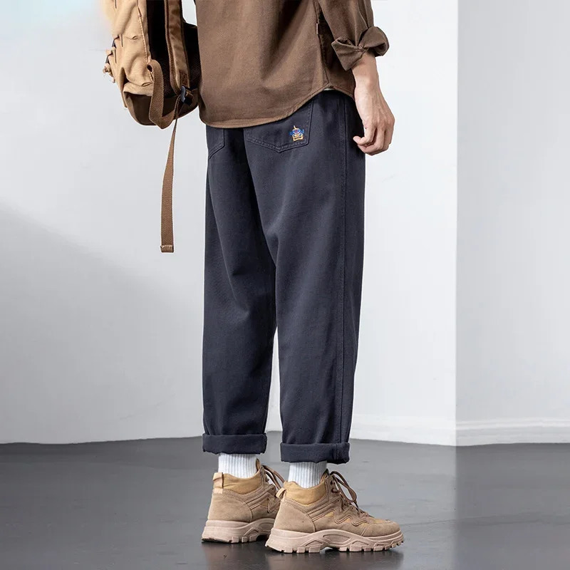 TFETTERS Autumn Khaki Cargo Pants Men Casual Straight Leg Mid Rise Baggy Cotton Japan Style Streetwear 240806