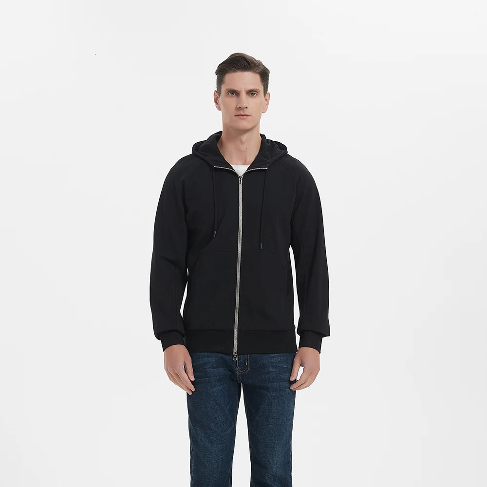 UrGarding RFID Blocking EMF High Protection Antiradiation Shielding Silver Cotton Zipperup Hoodie Color Black 240806