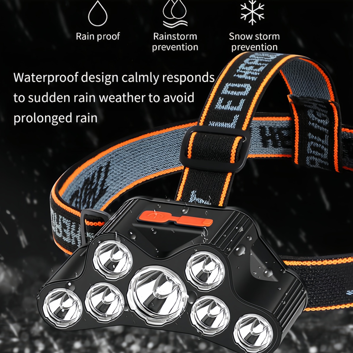 Rechargeable Portable Outdoor LED Headlamp with 7 High-Power Lightheads for Night Fishing & Mining Activities