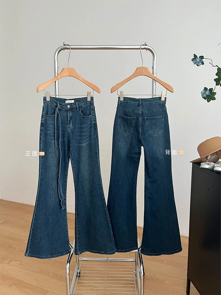 Women Vintage Low Rise Y2k Japanese Streetwear Classical Bell Bottoms Denim Pants Long Trousers 2000s Aesthetic Flare Jean Kpop 240807