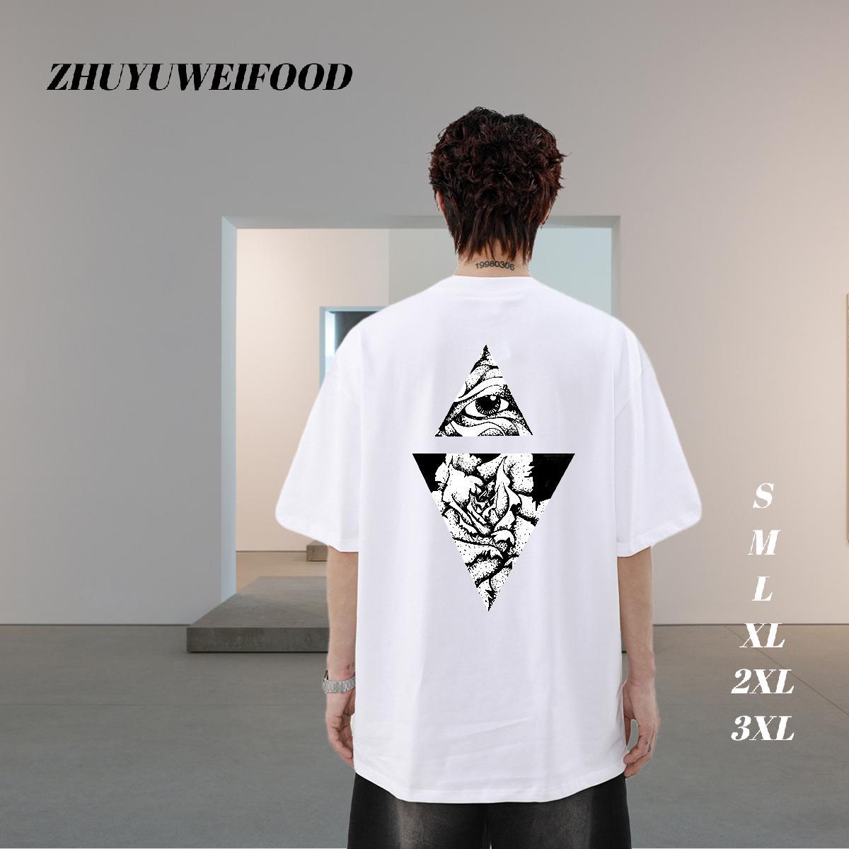 Wholesale Mens T Shirts eye of the devil Tops Tees 100% Cotton 230g Casual Beach Cool Design Black White Breathable Short Sleeve Tshirts